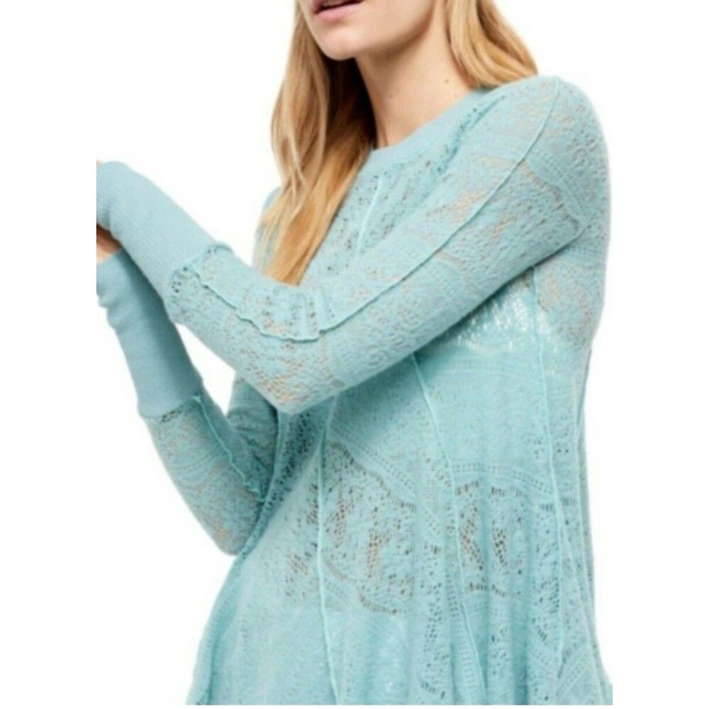 NWT Free People Astral Sea Coffee in the Morning Lace Tunic Skater Dress SMALL - Picture 3 of 12